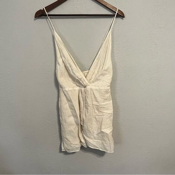 Women's Aritzia Wilfred Cream Linen Tank Top - Picture 2 of 8